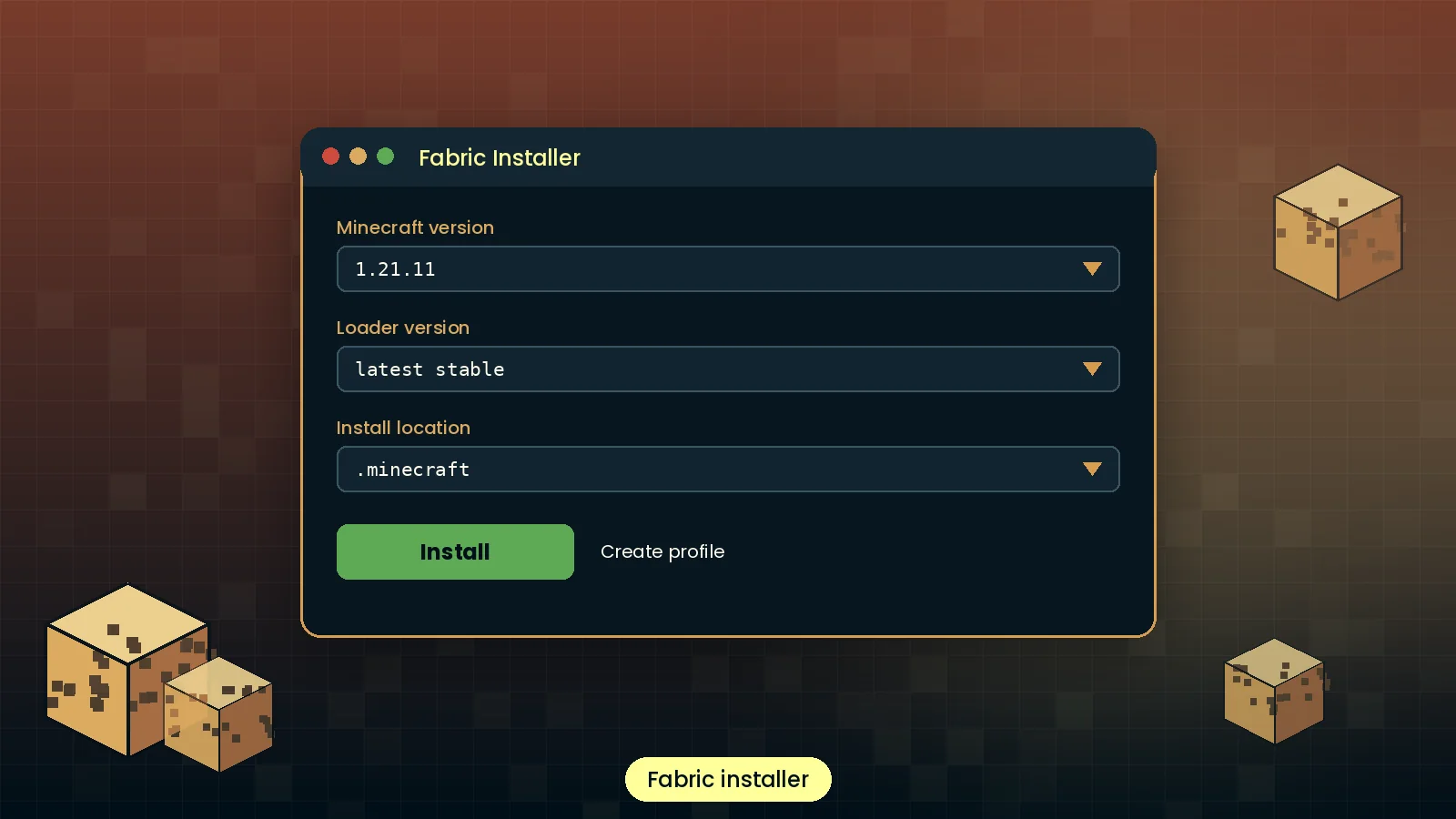 Fabric Loader installer set up for MaLiLib Mod