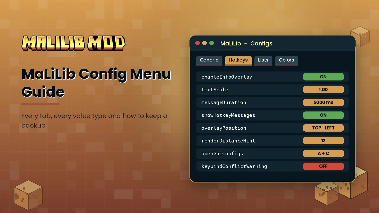 MaLiLib Config Menu Guide feature image