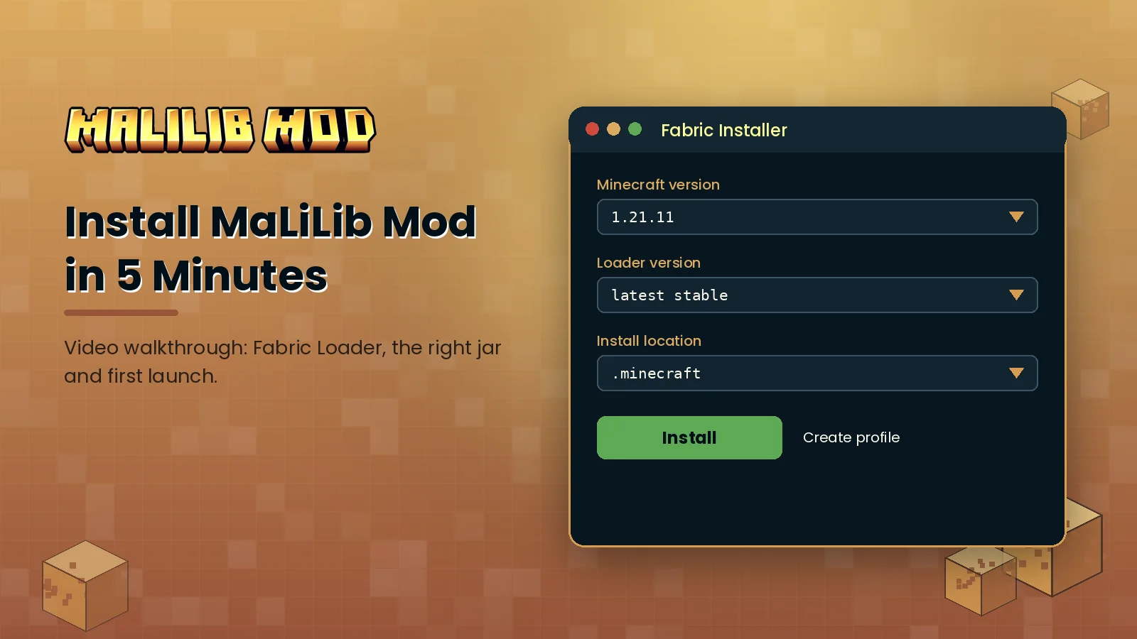 Video thumbnail for installing MaLiLib Mod on Fabric